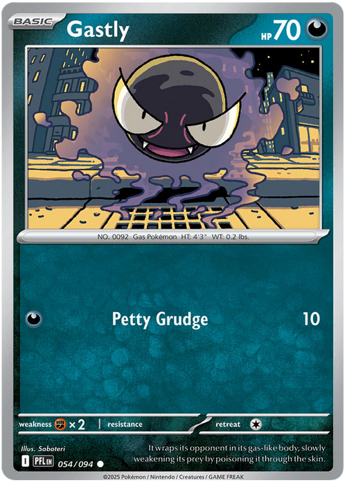 Gastly 054/094 Common Pokemon Card (Mega Evolution Phantasmal Flames)