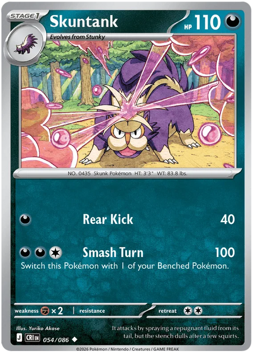 Skuntank 054/086 Uncommon Pokemon Card (Mega Evolution Chaos Rising)