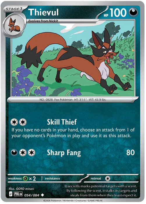 Thievul 054/084 Uncommon Pokemon Card (Mega Evolution Pitch Black)