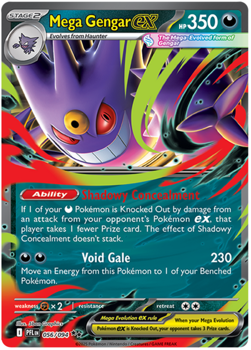 Mega Gengar ex 056/094 Double Rare Pokemon Card (Mega Evolution Phantasmal Flames)