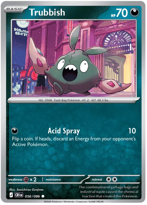 Trubbish 056/086 Common Pokemon Card (Mega Evolution Chaos Rising)