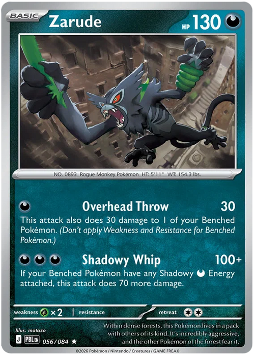 Zarude 056/084 Rare Pokemon Card (Mega Evolution Pitch Black)
