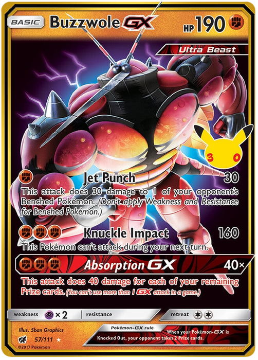 Buzzwole GX 024/030 Rare Pokemon Card (30th Anniversary Classic Collection)