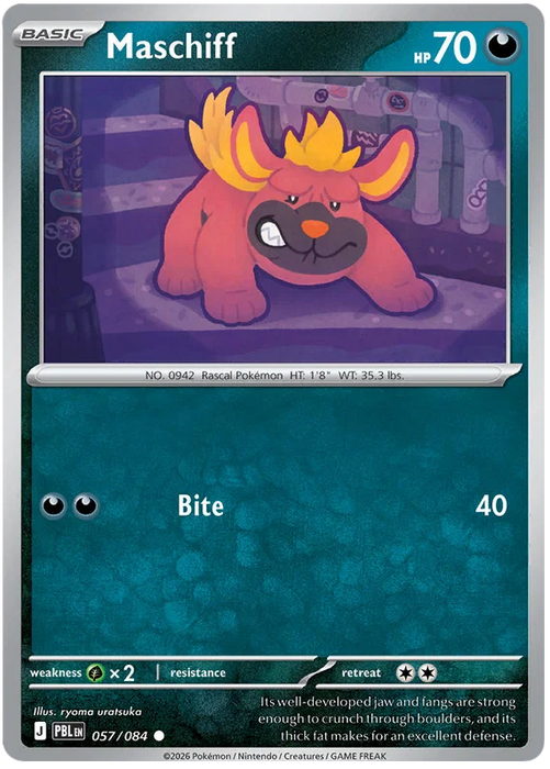 Maschiff 057/084 Common Pokemon Card (Mega Evolution Pitch Black)