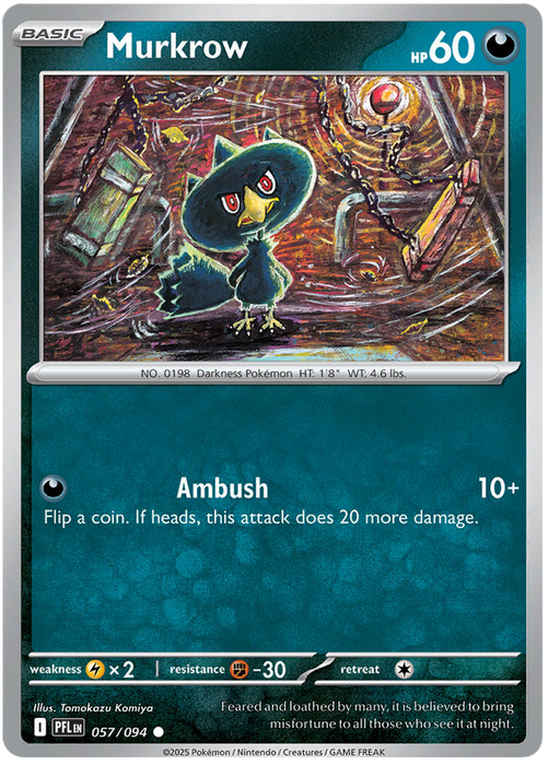 Murkrow 057/094 Common Pokemon Card (Mega Evolution Phantasmal Flames)