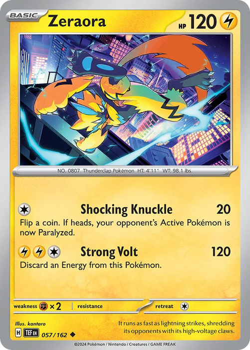 Zeraora 057/162 Uncommon Pokemon Card (SV Temporal Forces)