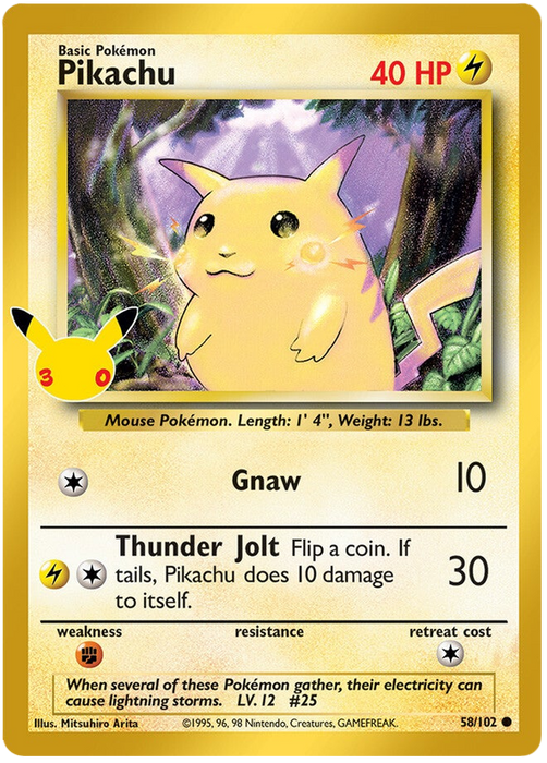 Pikachu 001/030 Common Pokemon Card (30th Anniversary Classic Collection)