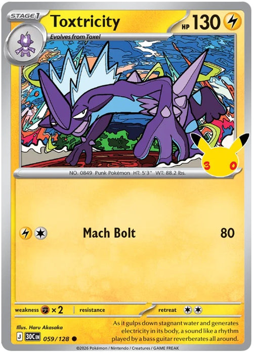 Toxtricity 059/128 Common Pokemon Card (30th Anniversary Collection)