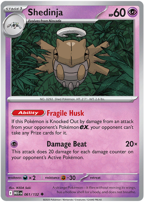 Shedinja 061/132 Uncommon Pokemon Card (Mega Evolution Base Set ME01)