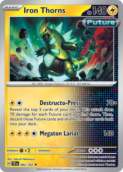 Iron Thorns 062/162 Rare Reverse Holo Pokemon Card (SV Temporal Forces)