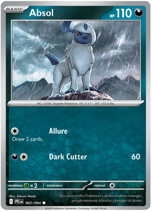 Absol 063/094 Common Pokemon Card (Mega Evolution Phantasmal Flames)