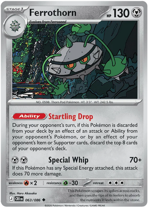 Ferrothorn 063/086 Uncommon Pokemon Card (Mega Evolution Chaos Rising)
