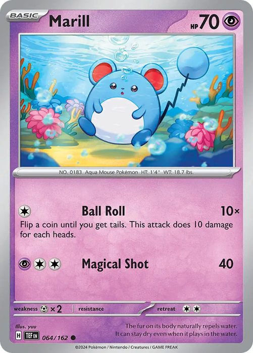 Marill 064/162 Common Pokemon Card (SV Temporal Forces)