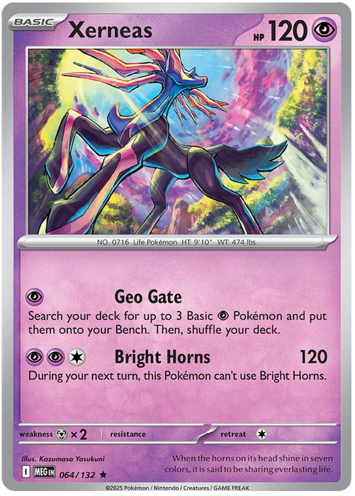 Xerneas 064/132 Rare Pokemon Card (Mega Evolution Base Set ME01)