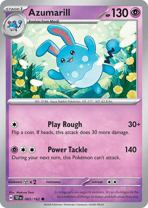 Azumarill 065/162 Common Pokemon Card (SV Temporal Forces)