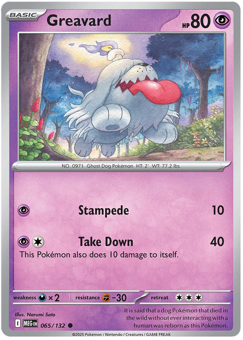 Greavard 065/132 Common Pokemon Card (Mega Evolution Base Set ME01)