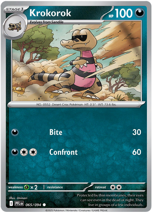 Krokorok 065/094 Common Pokemon Card (Mega Evolution Phantasmal Flames)