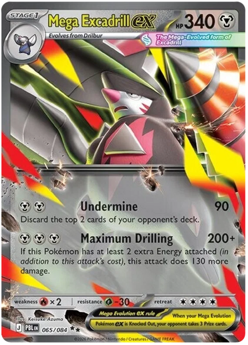 Mega Excadrill ex 065/084 Double Rare Pokemon Card (Mega Evolution Pitch Black)