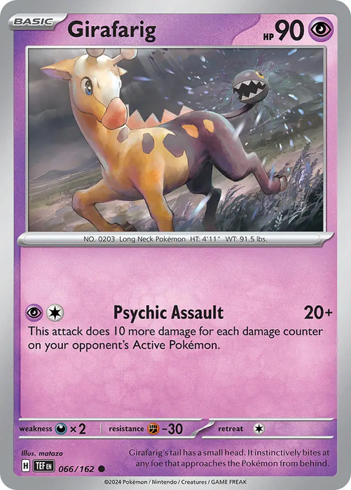 Girafarig 066/162 Common Pokemon Card (SV Temporal Forces)