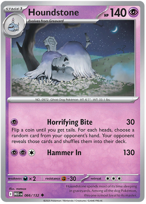 Houndstone 066/132 Uncommon Pokemon Card (Mega Evolution Base Set ME01)