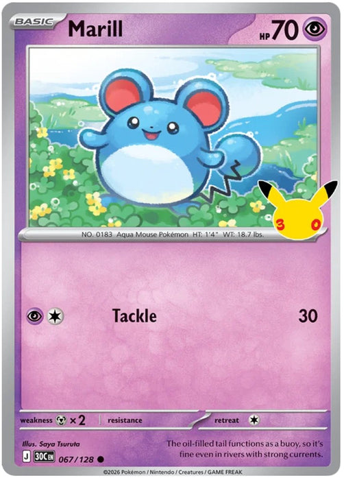 Marill 067/128 Common Pokemon Card (30th Anniversary Collection)