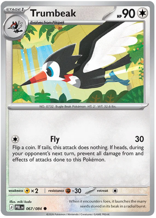 Trumbeak 067/084 Common Pokemon Card (Mega Evolution Pitch Black)