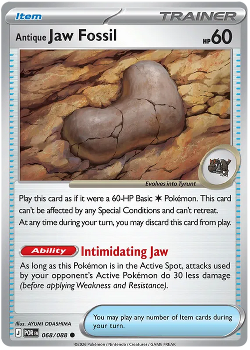 Antique Jaw Fossil 068/088 Pokemon Card (Mega Evolution Perfect Order)
