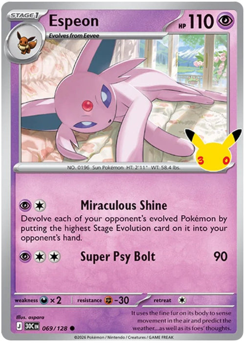 Espeon 069/128 Common Pokemon Card (30th Anniversary Collection)