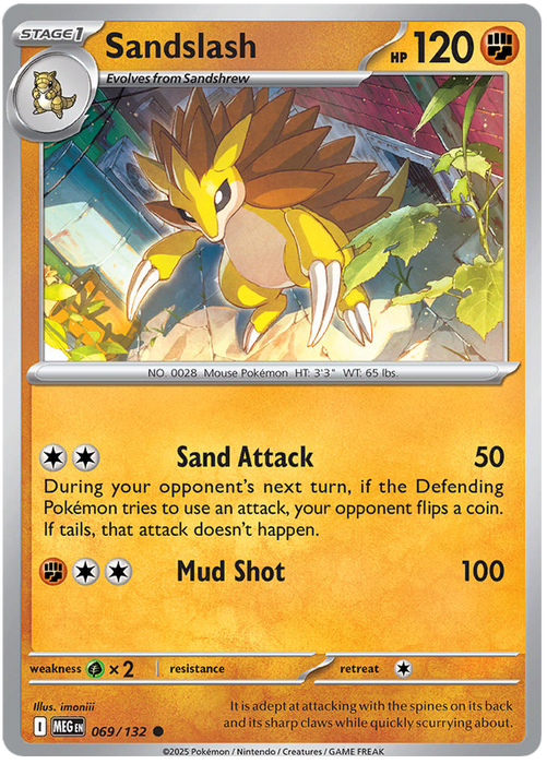 Sandslash 069/132 Common Pokemon Card (Mega Evolution Base Set ME01)