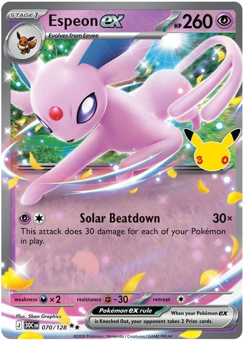 Espeon ex 070/128 Double Rare Pokemon Card (30th Anniversary Collection)
