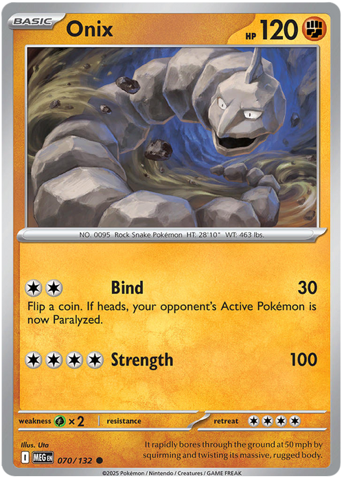 Onix 070/132 Common Pokemon Card (Mega Evolution Base Set ME01)