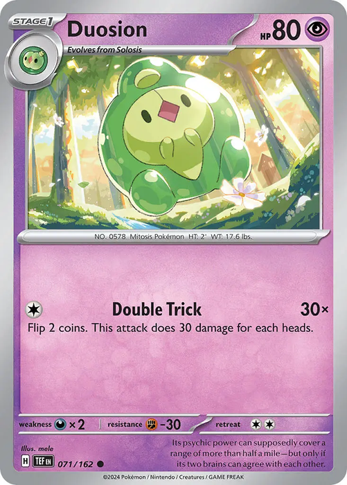 Duosion 071/162 Common Pokemon Card (SV Temporal Forces)