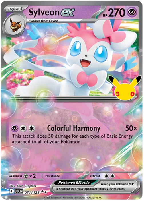 Sylveon ex 071/128 Double Rare Pokemon Card (30th Anniversary Collection)