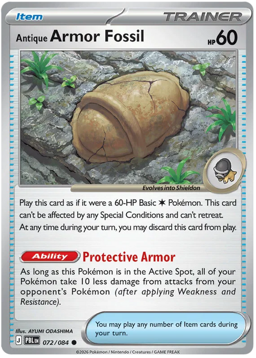 Antique Armor Fossil 072/084 Common Pokemon Card (Mega Evolution Pitch Black)