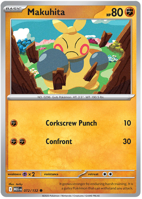 Makuhita 072/132 Common Pokemon Card (Mega Evolution Base Set ME01)