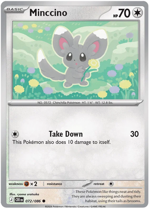 Minccino 072/086 Common Pokemon Card (Mega Evolution Chaos Rising)