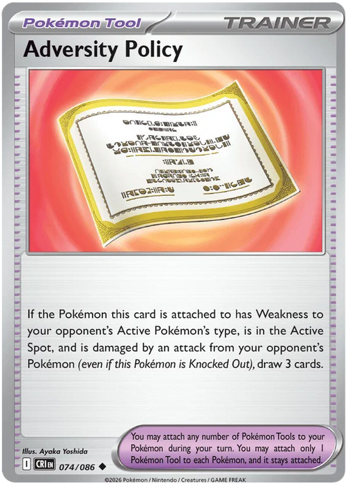 Adversity Policy 074/086 Uncommon Pokemon Card (Mega Evolution Chaos Rising)