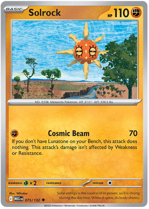 Solrock 075/132 Uncommon Pokemon Card (Mega Evolution Base Set ME01)