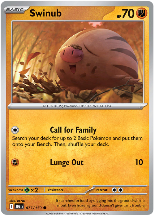 Swinub 077/159 Common Pokemon Card (Scarlet & Violet Journey Together)