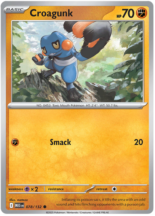Croagunk 078/132 Common Pokemon Card (Mega Evolution Base Set ME01)