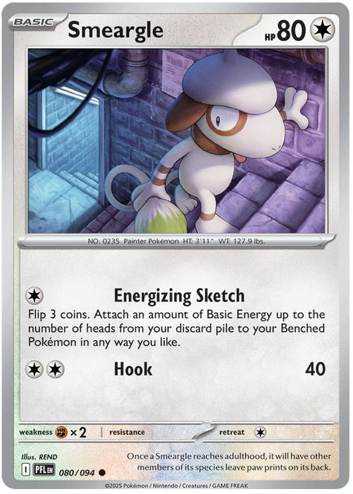 Smeargle 080/094 Common Pokemon Card (Mega Evolution Phantasmal Flames)
