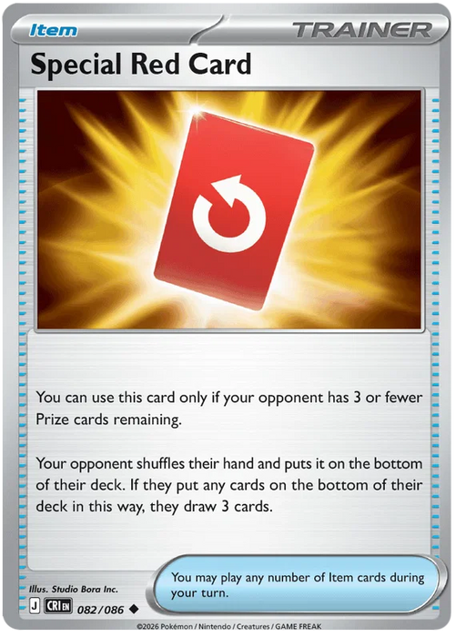 Special Red Card 082/086 Uncommon Pokemon Card (Mega Evolution Chaos Rising)