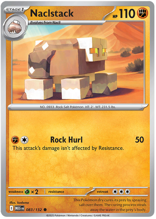 Naclstack 083/132 Common Pokemon Card (Mega Evolution Base Set ME01)