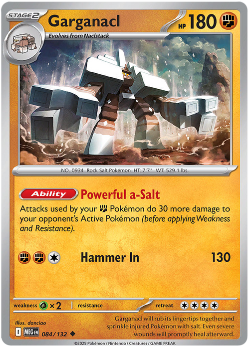 Garganacl 084/132 Uncommon Pokemon Card (Mega Evolution Base Set ME01)