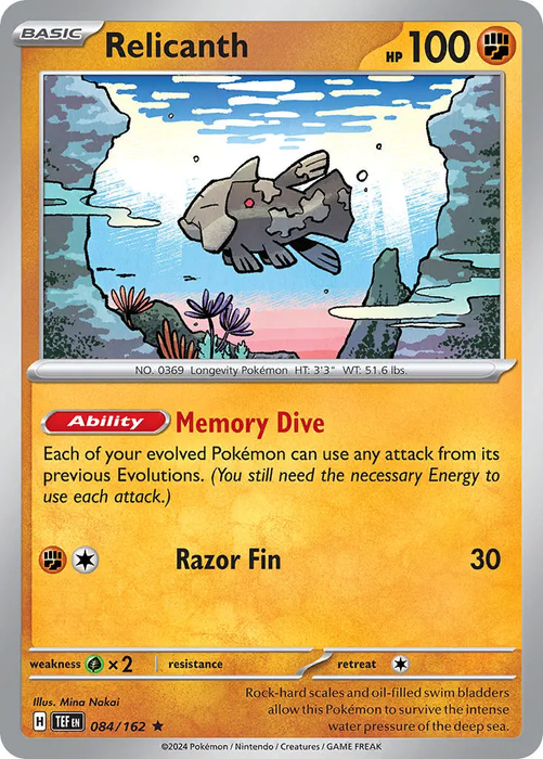 Relicanth 084/162 Rare Pokemon Card (SV Temporal Forces)