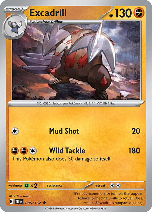 Excadrill 086/162 Uncommon Reverse Holo Pokemon Card (SV Temporal Forces)