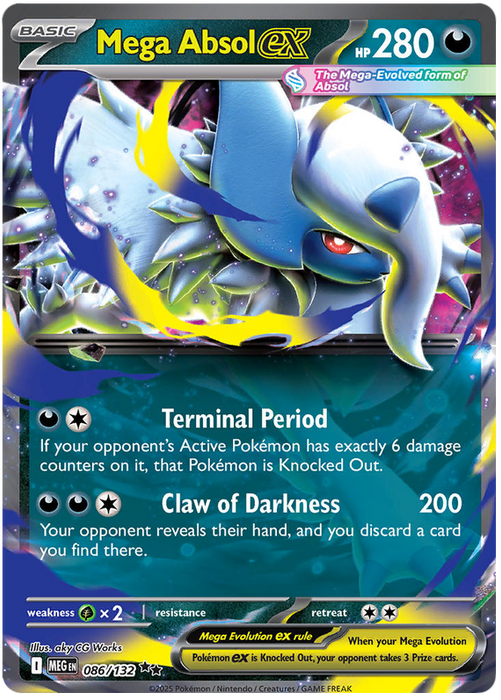 Mega Absol ex 086/132 Double Rare Pokemon Card (Mega Evolution Base Set ME01)