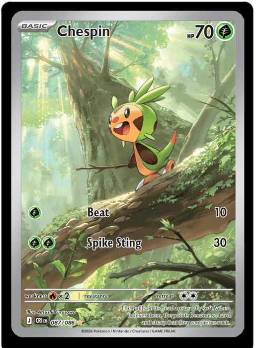 Chespin 087/086 Illustration Rare Pokemon Card (Mega Evolution Chaos Rising)