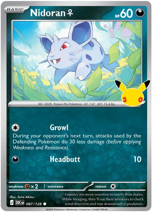 Nidoran♀ 087/128 Common Pokemon Card (30th Anniversary Collection)