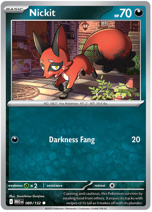 Nickit 089/132 Common Pokemon Card (Mega Evolution Base Set ME01)
